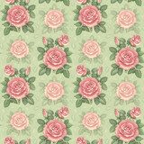 Seamless pattern with watercolor rose illustrations  Rysunki kwiatów Fototapeta